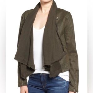 EUC Free People Olive Green Front Drape, Coated Jacket